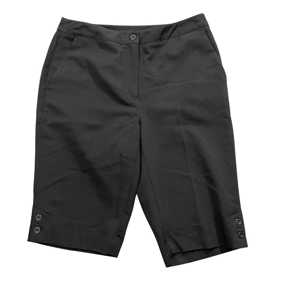 EP Pro 4 Black Bermuda Womens Shorts‎ Polyester Blend Tennis Golf Button Accents